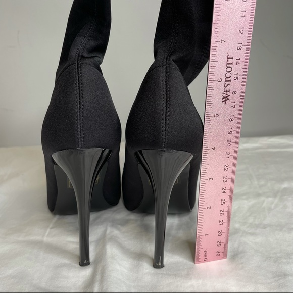 Black stretch fabric high heels size 6 - Picture 3 of 4